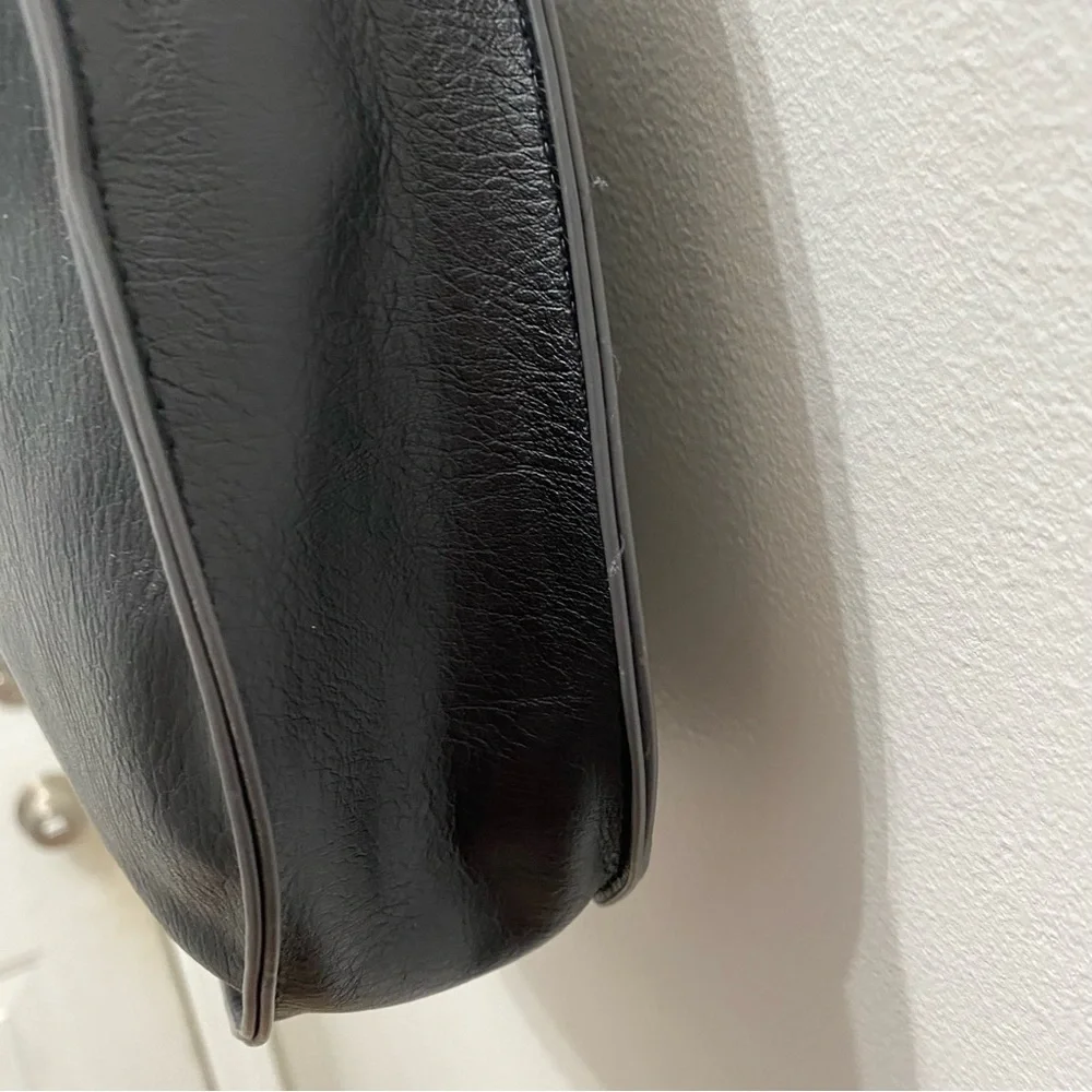Faux Leather Black Boho Crossbody Bag